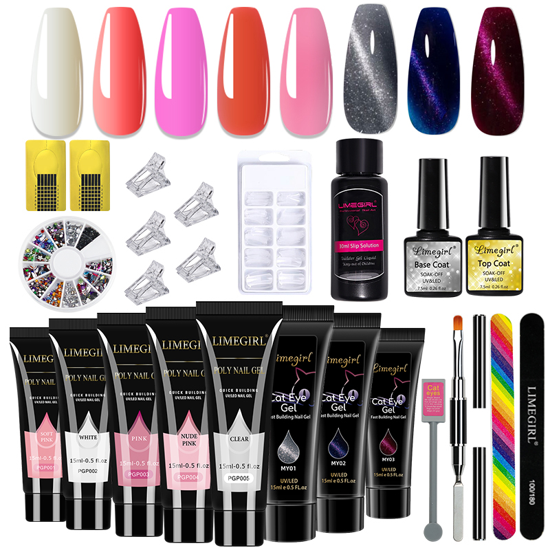 Nail Art Extension Cat Eye - LIMEGIRL 15ml Nagel Art Kit Poly