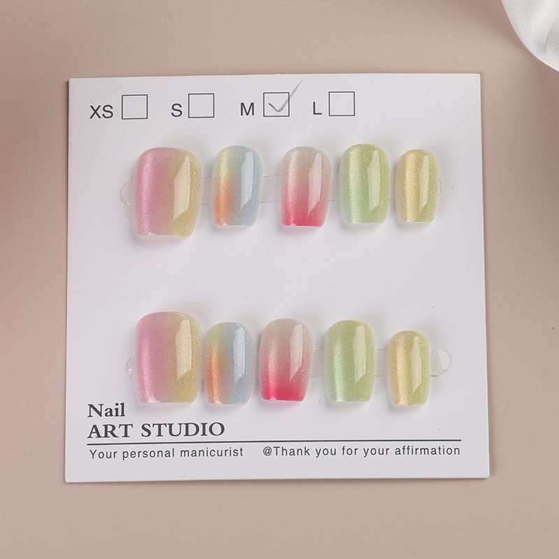 Nail Art Cat Eye - 10 stuks regenboog dopamine cat eye