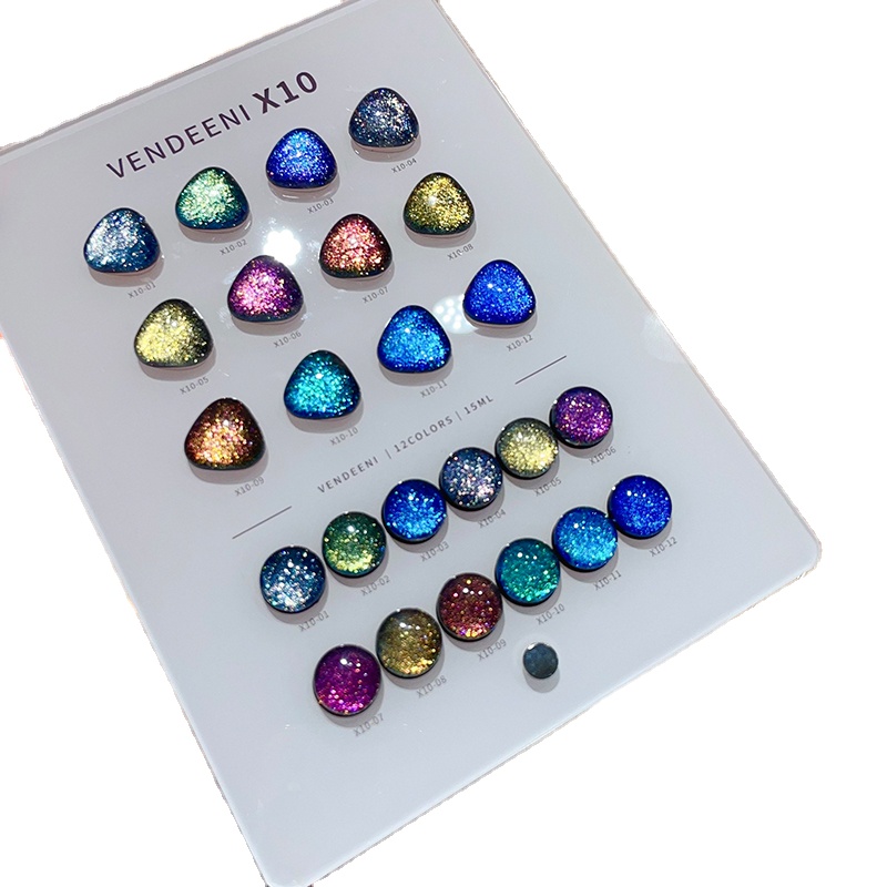 Nail Art Cat Eye - VENDEENI 18 Kleuren 12 Kleuren Glitter