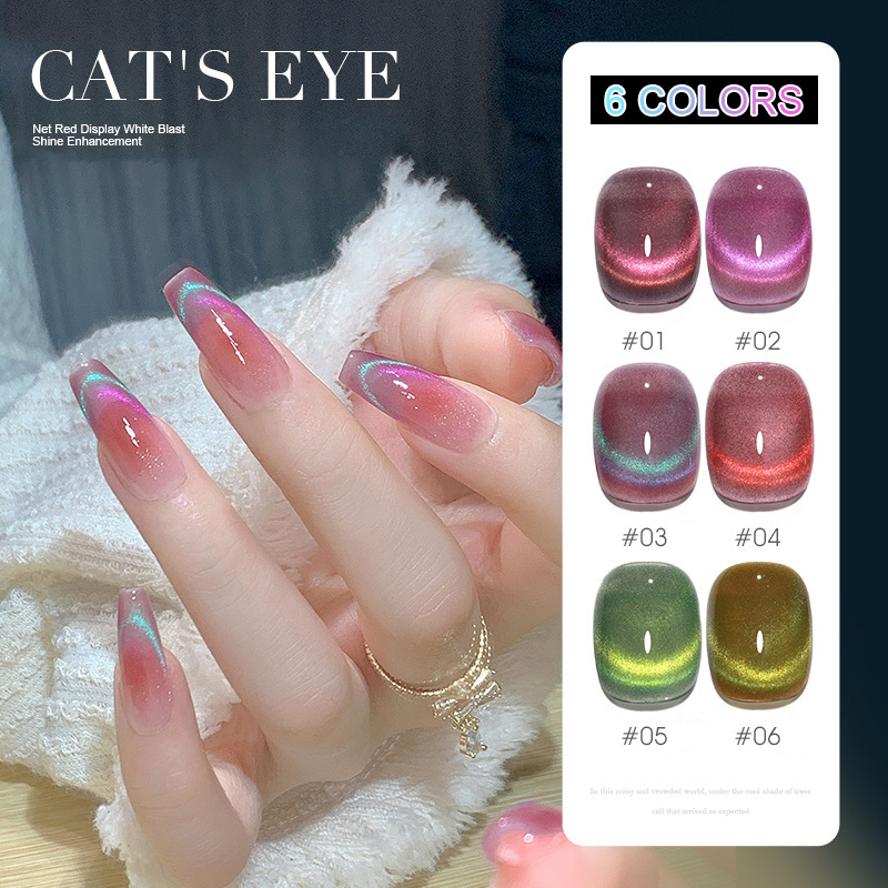 6 kleuren Aurora Cat Eye magne - Nail Art Rainbow recensie en prijs