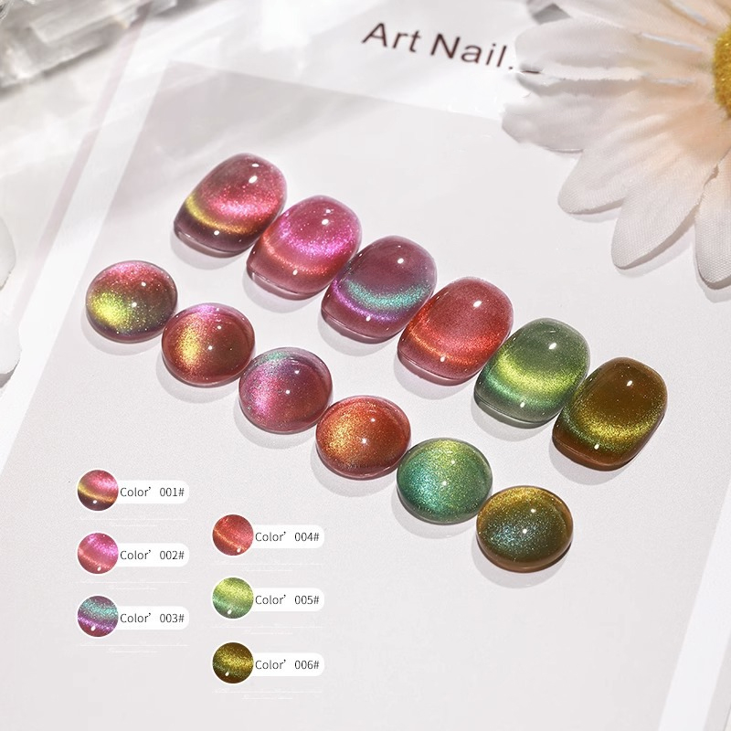 6 kleuren Aurora Cat Eye magne - Nail Art Rainbow recensie en prijs