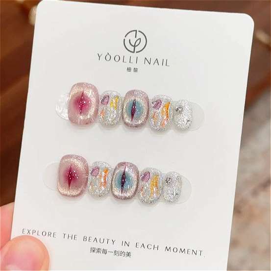 10 stuks paarse korte ronde ko - Nail Art Cat Eye recensie en prijs